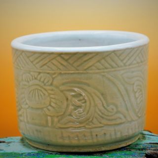 17th Century - Antique,  Chinese Ming Porcelain,  Incised Celadon Bitong Brush Pot