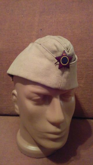 Romanian Army Summer Pilotka Hat Rpr Rare With Pin