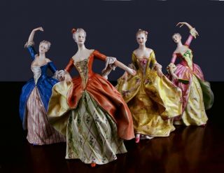 Capodimonte Ginori Doccia Italy Lady Dancer Porcelain Fabris Era Figurines 1800s