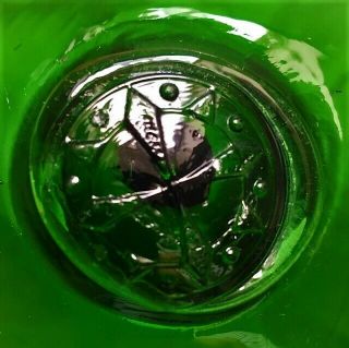 Large Emerald Green Swedish Glass Fishing Float W/ Embossed Compass