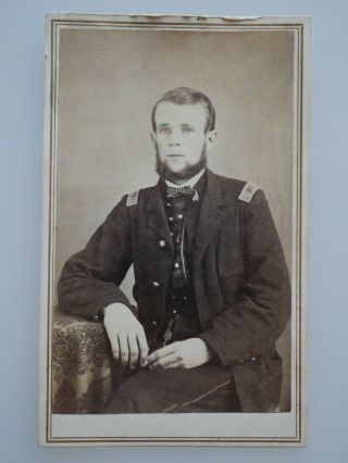 Civil War Soldier Antique Cdv Samuel W.  Hemenway Captain Co B 27 Iowa Infantry