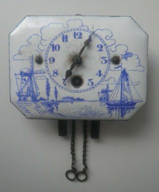 Vintage Dutch Miniature Enamel Wall Clock