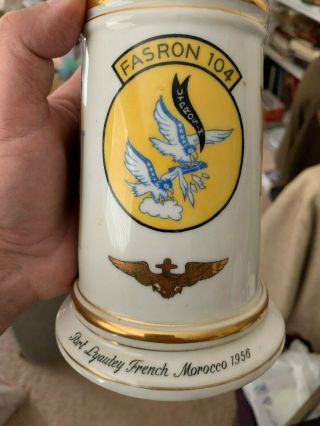 Awesome US Navy Aviation Stein,  1956 French Morocco,  FASRON 104 Patch Regimental 5