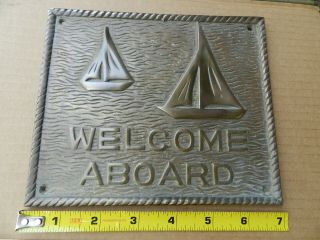 Bronze Door Sign Welcome Aboard Sail Boats