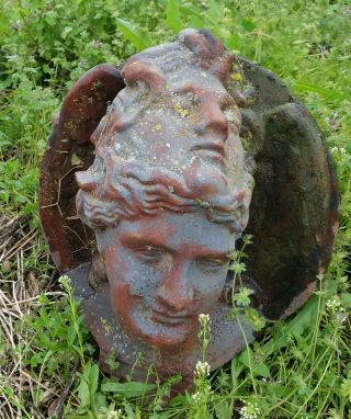 LARGE WOMAN LADY BUST 2 FACES Vintage Unearthed Cast Iron Garden Ornament Statue 2