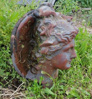 LARGE WOMAN LADY BUST 2 FACES Vintage Unearthed Cast Iron Garden Ornament Statue 3