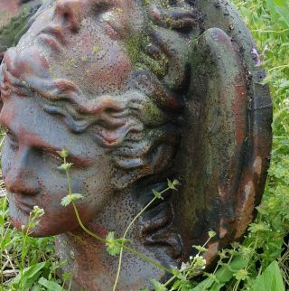 LARGE WOMAN LADY BUST 2 FACES Vintage Unearthed Cast Iron Garden Ornament Statue 4