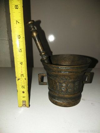 19thC Antique Bronze Mortar and Pestle 1825 4