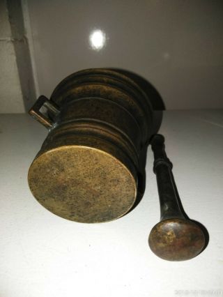 19thC Antique Bronze Mortar and Pestle 1825 7