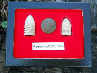 Old Rare Antique Civil War Relic Bullets Button CSA & US Miniballs Appomattox VA 6