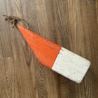 Vintage Maine Wooden Lobster Buoy Orange And White - C.  W.  Clark 8122 3