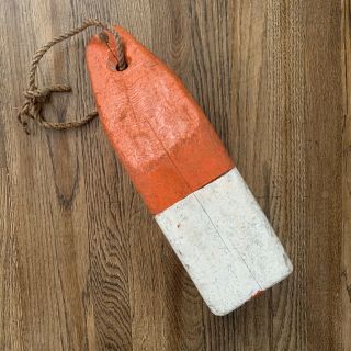 Vintage Maine Wooden Lobster Buoy Orange And White - C.  W.  Clark 8122 4