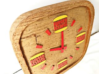 RARE VTG 70 ' s Burger King Restaurant Wall Hanging Clock Faux Wood Electric 2