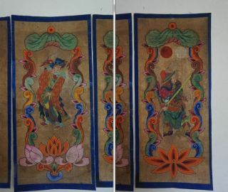 Very Fine 18th 19th Century Korean 5 Guardians Hand Painting 4