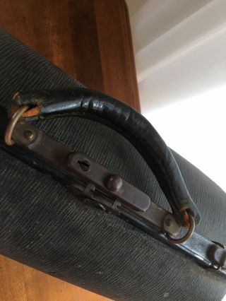 Vintage Doctor Medical Bag Large Black Key Lock Travel Housecalls 8
