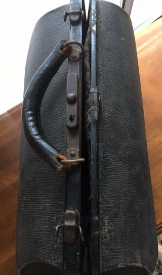 Vintage Doctor Medical Bag Large Black Key Lock Travel Housecalls 9