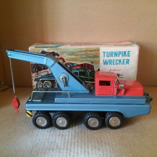 Vintage Sss International Sears Tin Toys Japan Turnpike Wrecker Tow Truck - Box