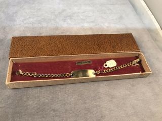 Vintage Wwii Id Bracelet 1/20 - 12 Kt On Sterling