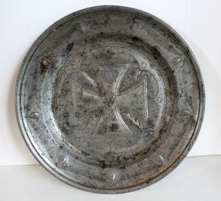 German Ww 1 Large Patriotic Pewter Plate With A Iron Cross 1914