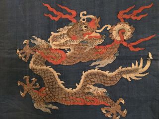 An Chinese Qing Dynasty Kesi Dragon Robe Fragment. 12