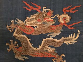 An Chinese Qing Dynasty Kesi Dragon Robe Fragment.