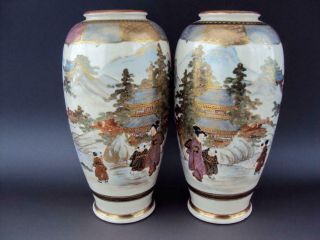 Elegant Japanese Antiques Oriental Enamel Satsuma Vases