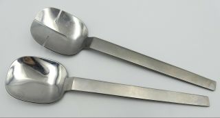 Vintage Mid Century Arthur Salm Stainless Steel Serving Spoons Set Slotted And S
