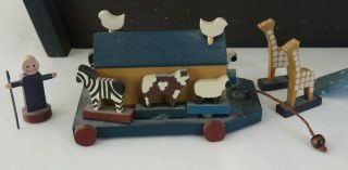 Vintage Wooden Noah’s Ark Signed Maurice & Kelly Dallas W/ Animals 2004 Display 8