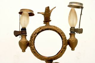 UNUSUAL ANTIQUE VICTORIAN FIGURAL CUPID LAMP CLOCK 9