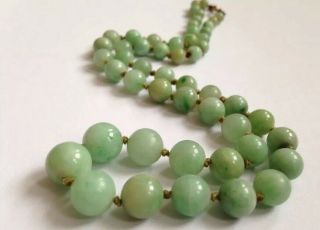 Antique Victorian Chinese Apple Jade Jadeite Beads Necklace Undyed