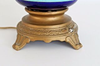 Longwy Antique Vtg Mid Century French Enamel Brass Oil Boudoir Lamp Light Asian 10