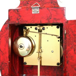 HOEHLER Vintage Mantel Clock WOOD Neuchatel VERY RARE BELL Chime GILDED Germany 10