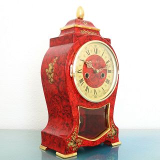 Hoehler Vintage Mantel Clock Wood Neuchatel Very Rare Bell Chime Gilded Germany