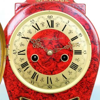 HOEHLER Vintage Mantel Clock WOOD Neuchatel VERY RARE BELL Chime GILDED Germany 2