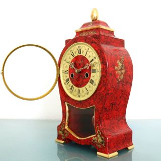 HOEHLER Vintage Mantel Clock WOOD Neuchatel VERY RARE BELL Chime GILDED Germany 5