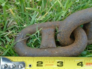 (64 inches) ANTIQUE Rusty 4 x 2 inch LINK MARINE SHIP ' S ANCHOR CHAIN 2