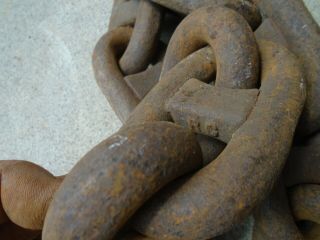 (64 inches) ANTIQUE Rusty 4 x 2 inch LINK MARINE SHIP ' S ANCHOR CHAIN 6