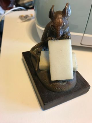 Antique Bronze Sculpture Clovis Edmond Masson Mouse With Cheese Statue