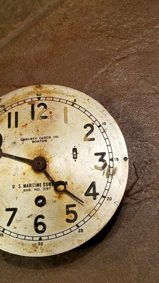 WWII era Chelsea Ships Clock U.  S.  Maritime Commission movement,  6 in dial 3