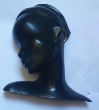 Rare Austria Vienna Hagenauer Bronze Bust Profile Black African Deco Lady