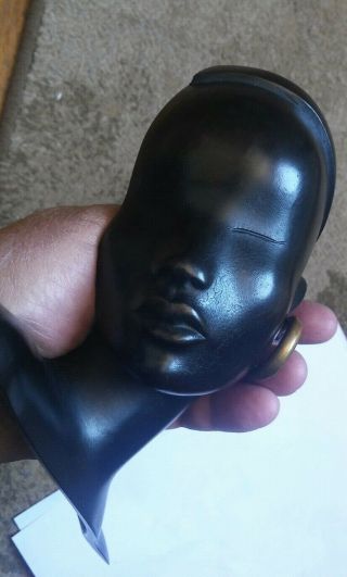 RARE Austria Vienna HAGENAUER bronze bust profile black African DECO lady 2