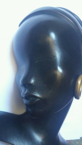 RARE Austria Vienna HAGENAUER bronze bust profile black African DECO lady 5