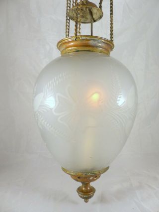 French Art Nouveau / Art Deco Lantern Or Pendant Baccarat Style RARE 2