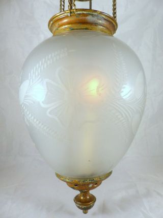 French Art Nouveau / Art Deco Lantern Or Pendant Baccarat Style RARE 4
