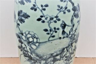 19TH C.  CHINESE PORCELAIN CELADON BLUE AND WHITE PAINTED VASE 23  TALL 4