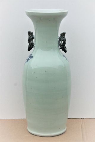 19TH C.  CHINESE PORCELAIN CELADON BLUE AND WHITE PAINTED VASE 23  TALL 5