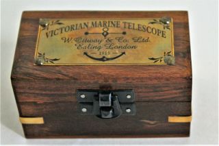 Victorian Brass Telescope w/ Box Antique Finish Nautical Maritime Spyglass 5