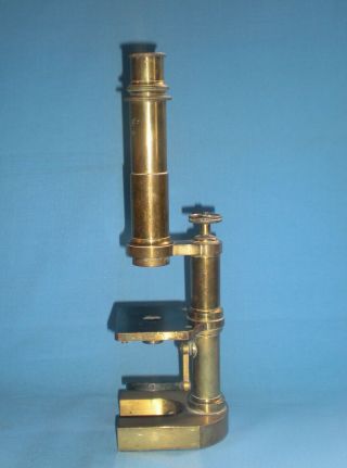 Antique 19th Century Brass Monocular Microscope By E.  Hartnack Paris