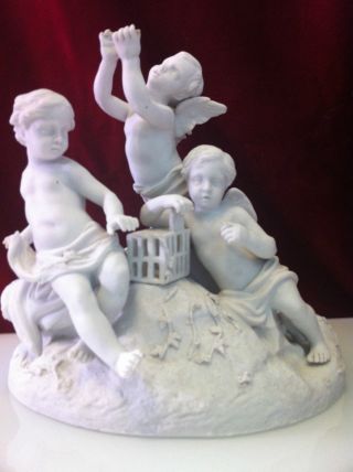 Sevres French Bisque Porcelain Figural Lovely Cherubs /the Mark Indicates 1754s