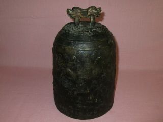 Antique Chinese Tibet Qing Buddhism Cast Bronze Temple Bell Hand Gong Marked